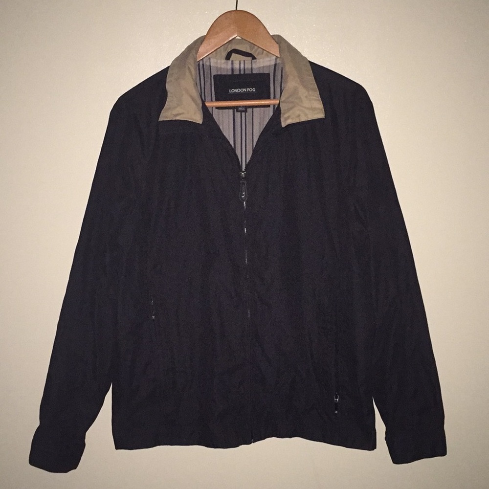 London Fog Black Jacket with Tan Collar